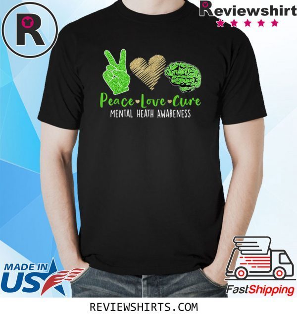 Peace Love Cure Mental Heath Awareness Costume Ribbon Tee Shirt