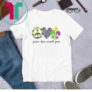 Peace Love Mardi Gras Hippie New Orleans Mardi Gras Costume Unisex TShirt