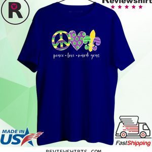 Peace Sign Heart Fleur De Lys Hippie Peace Love Mardi Gras Unisex Tee Shirt