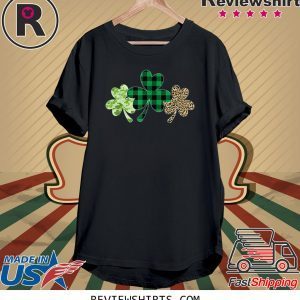 Plaid Shamrock Leopard Camouflage Fun St Patricks Day Tee Shirt