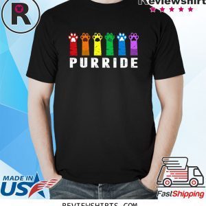 Vintage Purride Paw Cat Kitten LGBT Gay Les Pride Rainbow TShirt