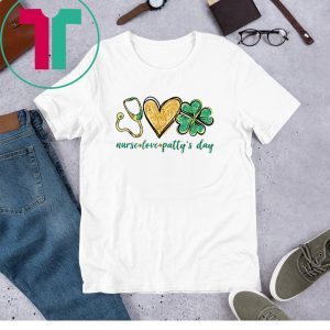 Stethoscope Love Shamrock Nurse Cute St Patty's Day Tee Shirt