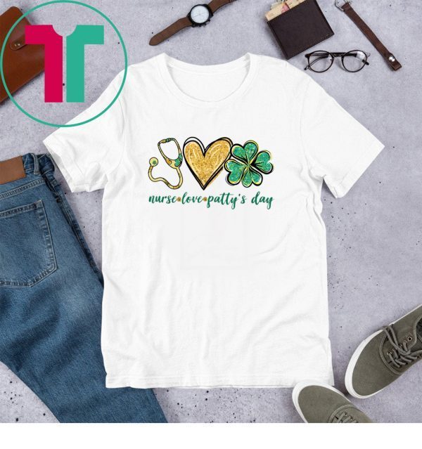 Stethoscope Love Shamrock Nurse Cute St Patty's Day Tee Shirt