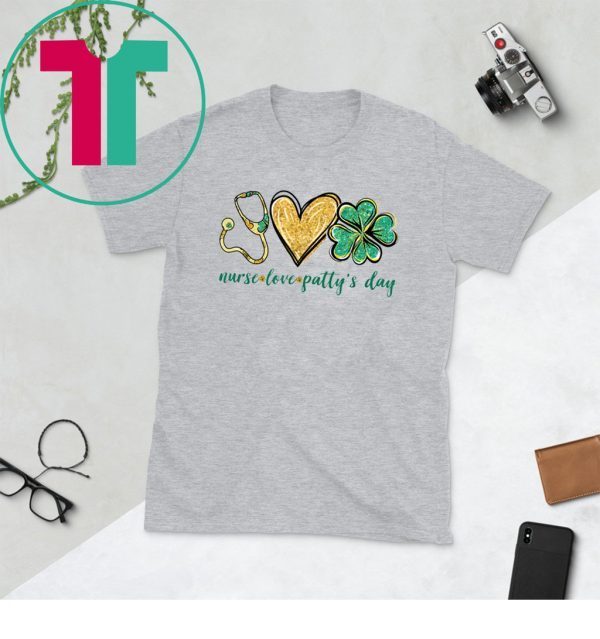 Stethoscope Love Shamrock Nurse Cute St Patty's Day Tee Shirt