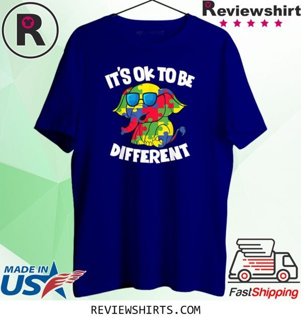 It's Ok To Be Different Autism Awareness Elephant Tee Shirt