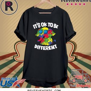 It's Ok To Be Different Autism Awareness Elephant Tee Shirt