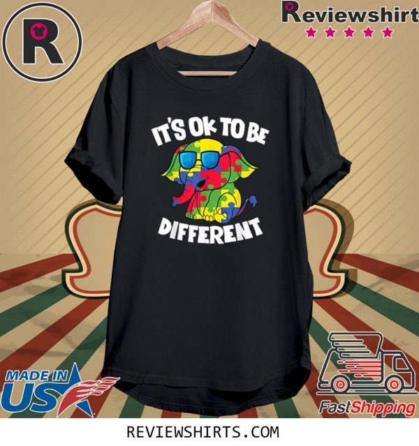 It's Ok To Be Different Autism Awareness Elephant Tee Shirt