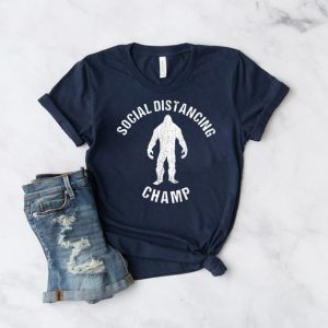 Social Distancing Champ Introvert Antisocial Funny Bigfoot T-Shirt