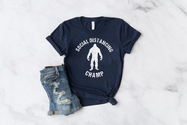 Social Distancing Champ Introvert Antisocial Funny Bigfoot T-Shirt