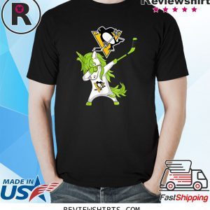 St Patrick Day Dabbing Unicorn Hockey Pittsburgh Penguin Funny TShirt