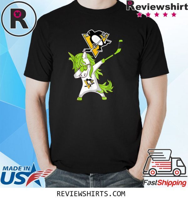 St Patrick Day Dabbing Unicorn Hockey Pittsburgh Penguin Funny TShirt