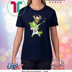 St Patrick Day Dabbing Unicorn Hockey Pittsburgh Penguin Funny TShirt