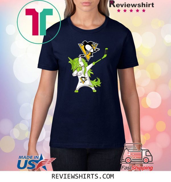 St Patrick Day Dabbing Unicorn Hockey Pittsburgh Penguin Funny TShirt