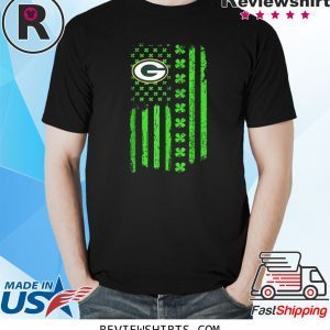 St Patricks Day Irish American Flag Paddy Green Bay Packer Tee Shirt