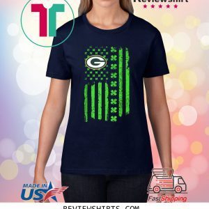 St Patricks Day Irish American Flag Paddy Green Bay Packer Tee Shirt