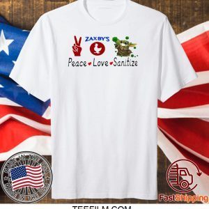 Baby Yoda – Peace – Love – Sanitize – Zaxby’s T-Shirt