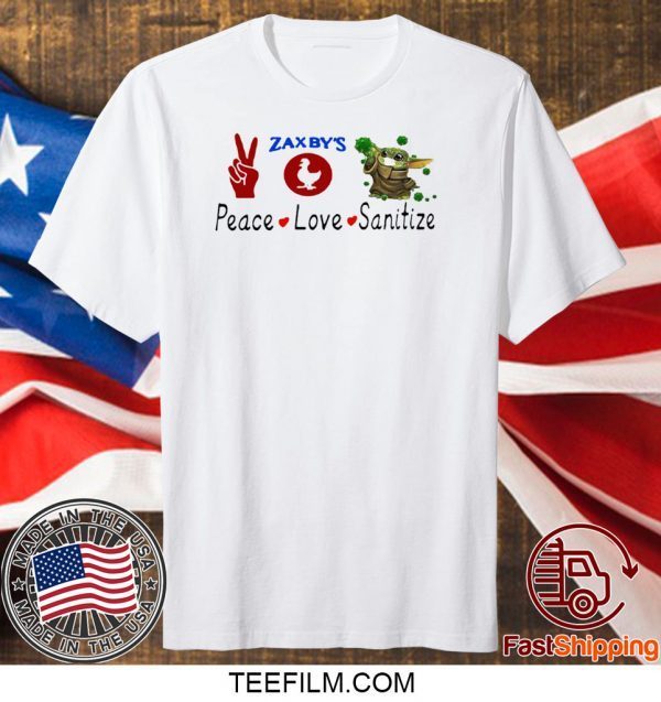 Baby Yoda – Peace – Love – Sanitize – Zaxby’s T-Shirt