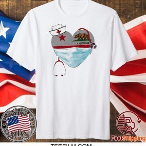 Nurse Heart mask California flag shirt