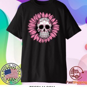 Sunflower Sugar Skull Breast Cancer Awareness Shirt