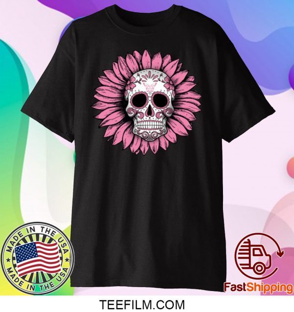 Sunflower Sugar Skull Breast Cancer Awareness Shirt