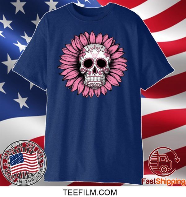 Sunflower Sugar Skull Breast Cancer Awareness Shirt