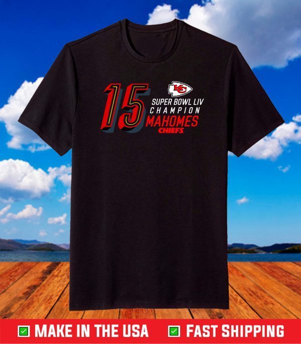 15 Patrick Mahomes Kansan City Chiefs Super Bowl LIV Black T-Shirt