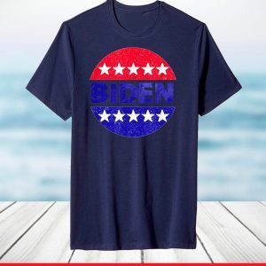 Biden in a Red White and Blue Circle with Stars Design T-Shirt