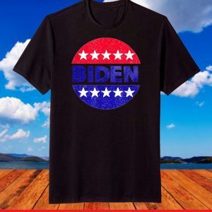 Biden in a Red White and Blue Circle with Stars Design T-Shirt