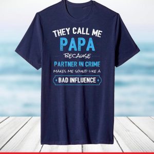 Grandpa Gifts Shirts, Papa Partner In Crime T-Shirt