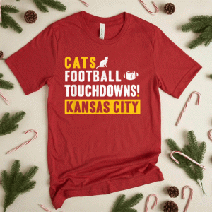 KC Cat Touchdown Football Kansas City Gift for Kc Cat Lover T-Shirt