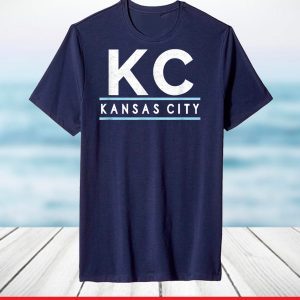 Kansas City KC Navy Blue & Baby Blue Vintage Striped Kc Fan T-Shirt