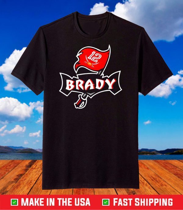 Men's Tom Brady 12 Tampa Bay Buccaneers Flag Logo 2021 T-Shirt