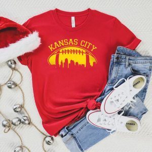 Retro Kansas City Skyline,Kansas City Football Fans,Kansas City Lover Supporter T-Shirt