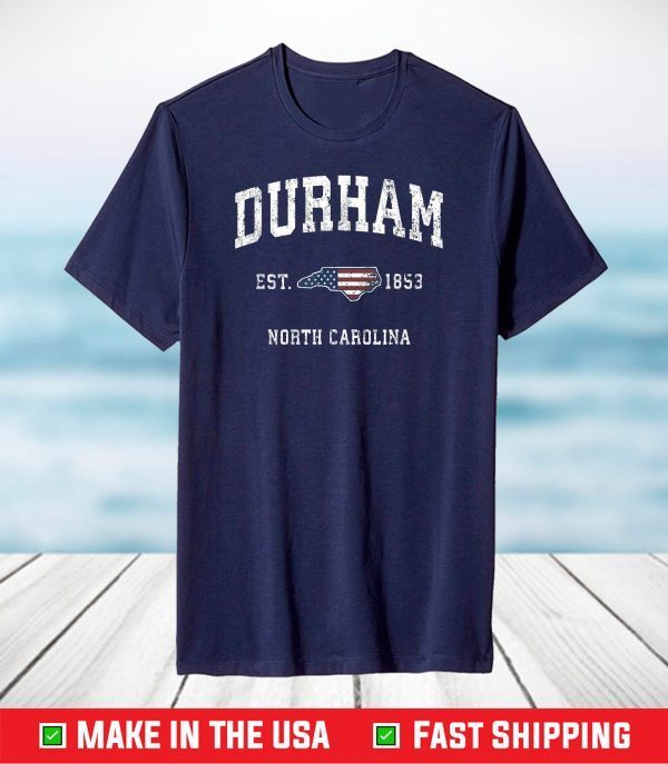 Durham North Carolina NC Vintage American Flag Sports Design T-Shirt