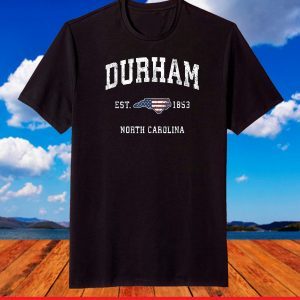 Durham North Carolina NC Vintage American Flag Sports Design T-Shirt