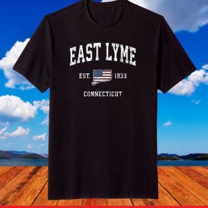 East Lyme Connecticut CT Vintage American Flag Sports Design T-Shirt