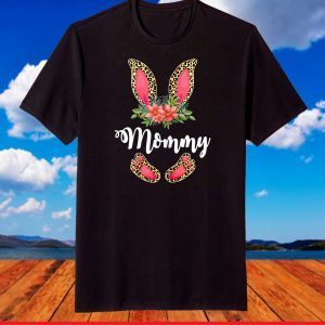 Easter Day Gifts Cute Flower Mommy Leopard Bunny T-Shirt