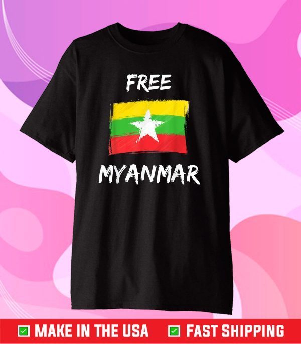 Free Myanmar NLD Flag Freedom Graphic Design Classic T-Shirt