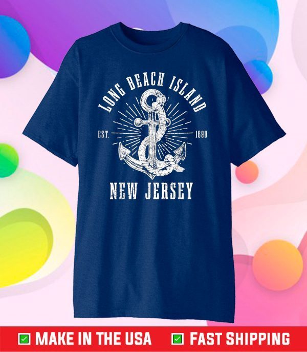 Long Beach Island Est 1690 New Jersey Vintage Nautical Unisex T-Shirt