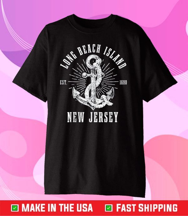 Long Beach Island Est 1690 New Jersey Vintage Nautical Unisex T-Shirt