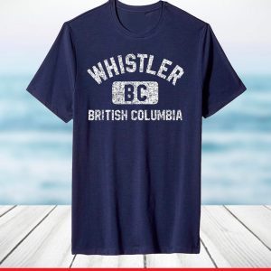 Whistler BC Canada Gym Style Distressed White Print T-Shirt