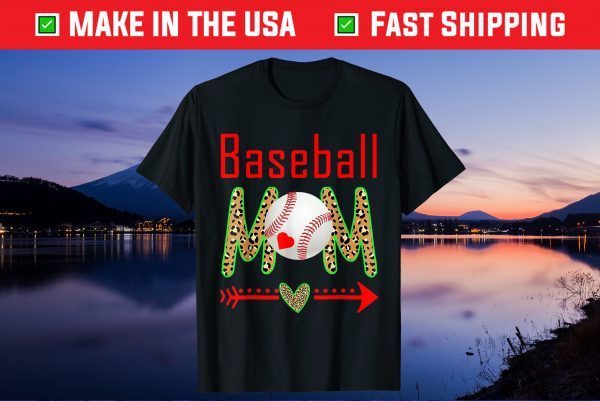 Baseball Mom Leopard Funny Softball Mom Mother's Day 2021 Gift T-Shirt