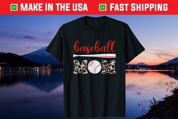 Baseball Mom Leopard Mother's Day 2021 Gift T-Shirt