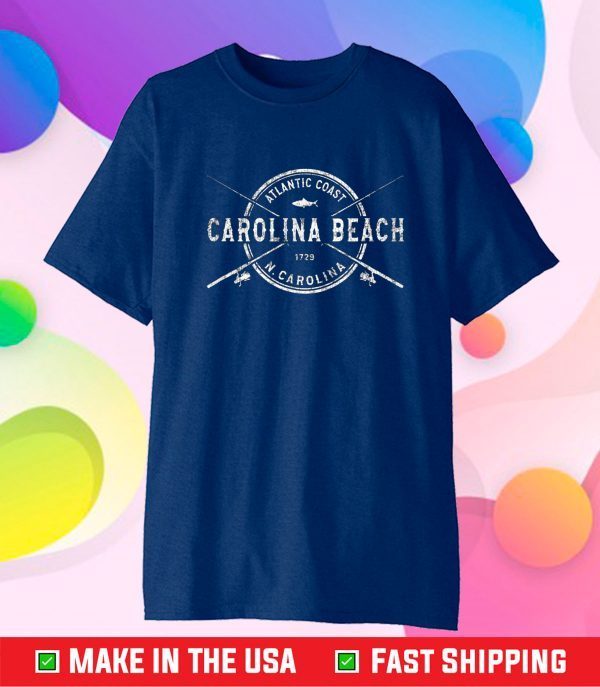 Carolina Beach NC Vintage Crossed Fishing Rods Classic T-Shirt