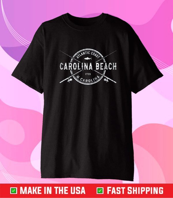 Carolina Beach NC Vintage Crossed Fishing Rods Classic T-Shirt