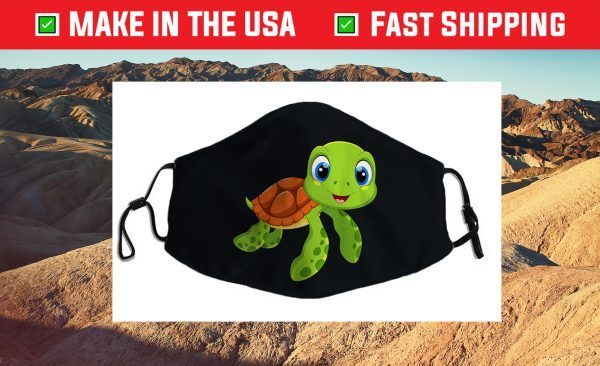 Cute Baby Happy Sea Turtle Art Design Cloth Face Mask