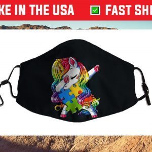 Dabbing Puzzle Unicorn Autism Awareness Day Supporters Cloth Face Mask