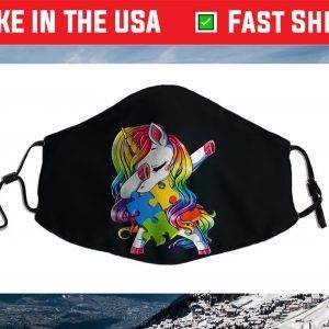 Dabbing Puzzle Unicorn Autism Awareness Day Supporters Cloth Face Mask