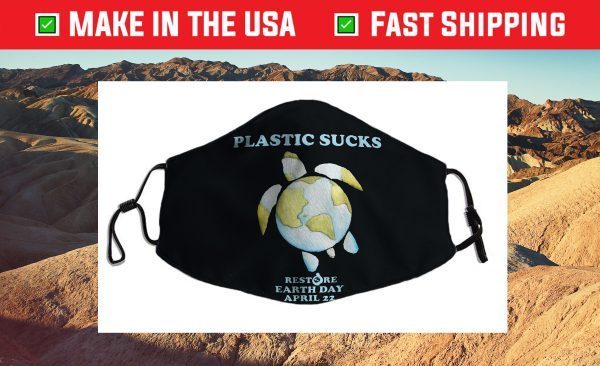 Earth Day 2021 Restore Earth Sea Turtle Art Plastic Sucks Cloth Face Mask