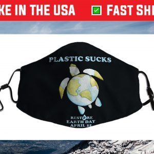 Earth Day 2021 Restore Earth Sea Turtle Art Plastic Sucks Cloth Face Mask